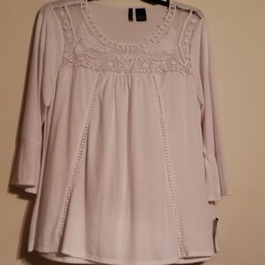 NWT NEW DIRECTIONS White Peasant Top XL